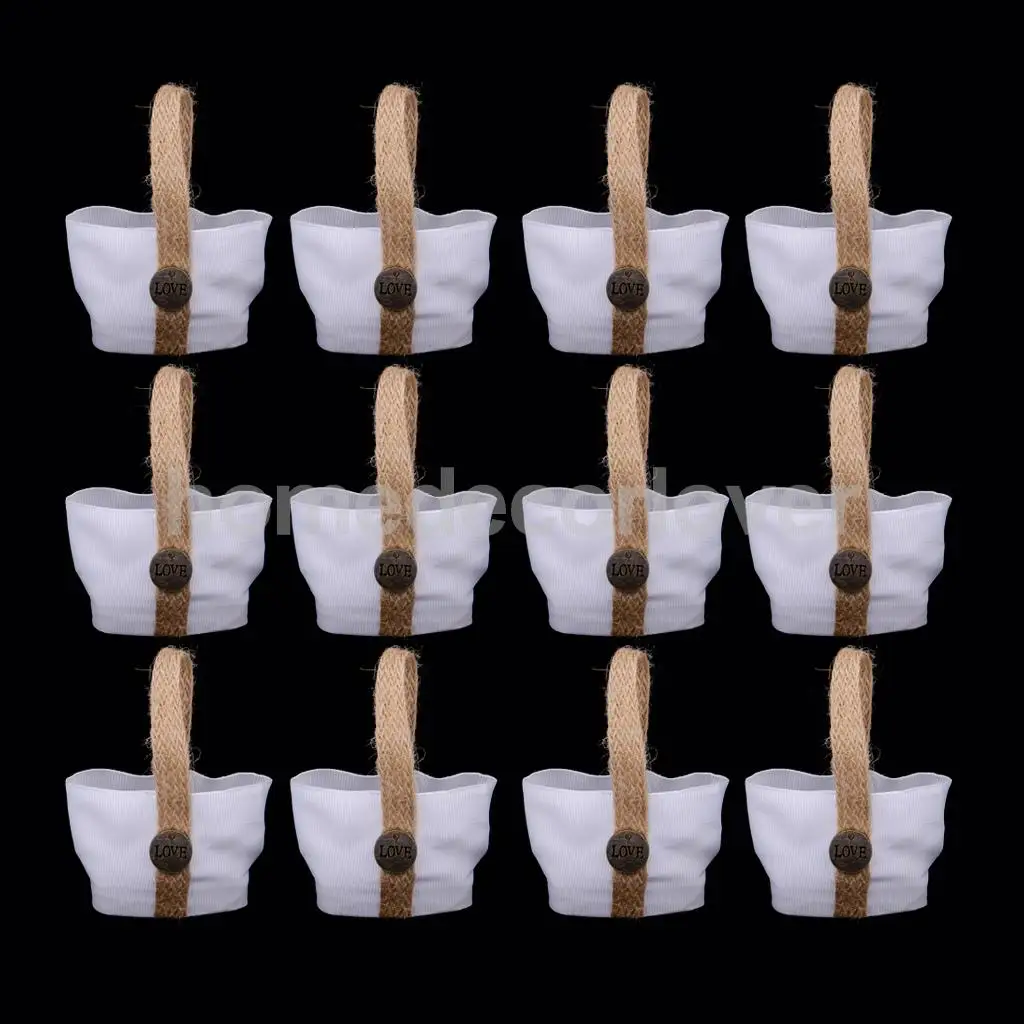 

12pcs Fashion Love Decor Small Sweets Candy Gift Bags Baskets with Handle Wedding Christmas Birthday Favor