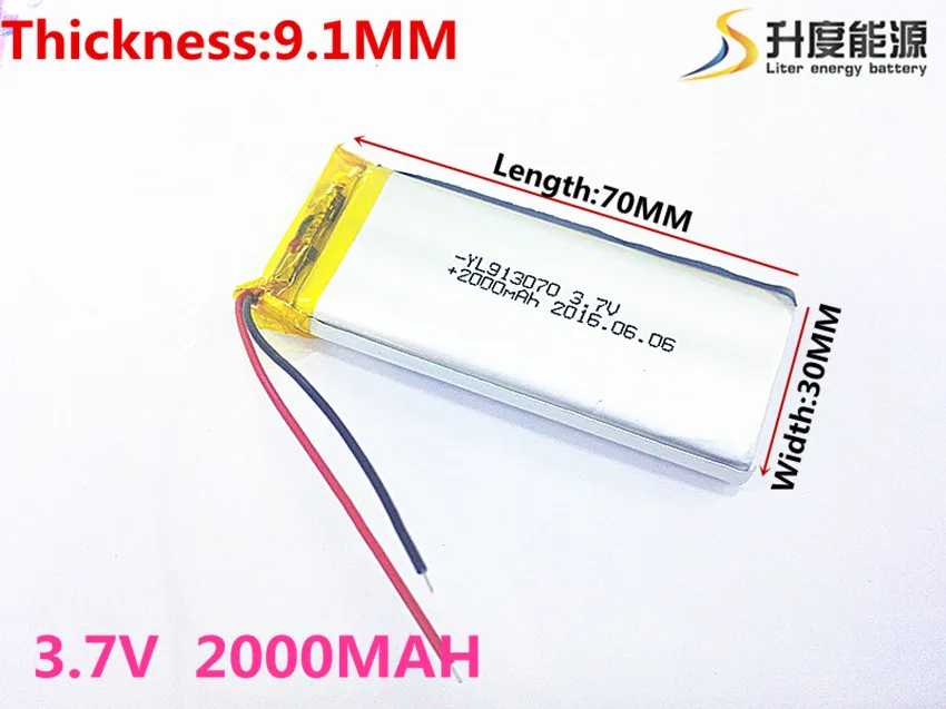 

3,7 V,2000mAH [903070] [913070] PLIB (полимерный литий-ионный/литий-ионный аккумулятор) для умных часов, GPS,mp3,mp4, сотового телефона, динамика