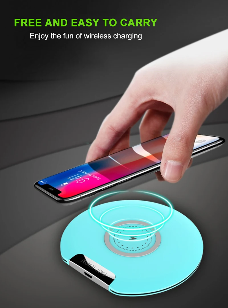 Беспроводное зарядное устройство Qi10W для мобильных телефонов для iPhone X / XS Max XR 8 Plus Samsung S9 S10 Note 9 8