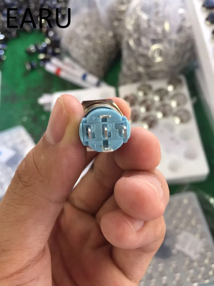 16 мм водонепроницаемый металлический светодиодный Мгновенный кнопочный