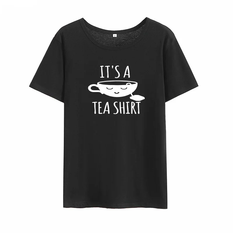 Женская футболка с принтом it A TEA свободная повседневная коротким рукавом летняя