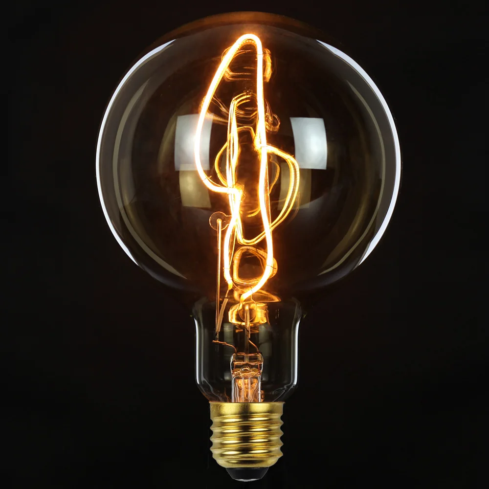 TIANFAN Edison ЛАМПЫ старинная лампочка G125 изогнутая Светодиодная лампа накаливания 4