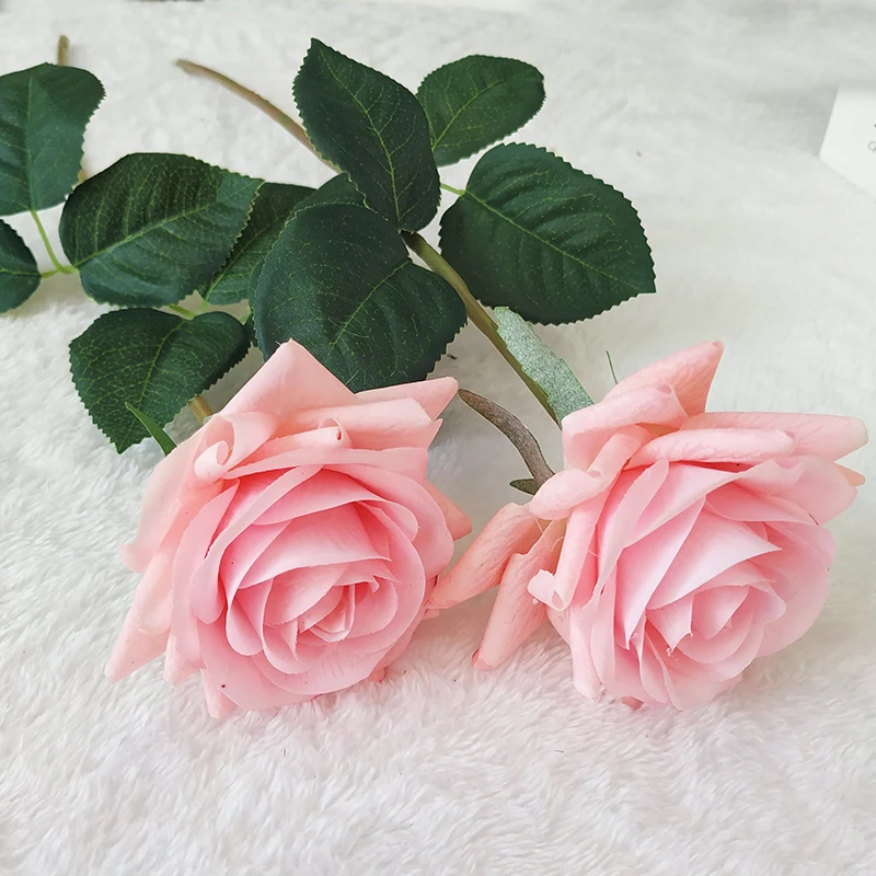 pink 50 шт. настоящие весенние латексные цветы искусственные цветы розы декоративные цветы Букеты Свадебные украшения для дома - Цвет: pink