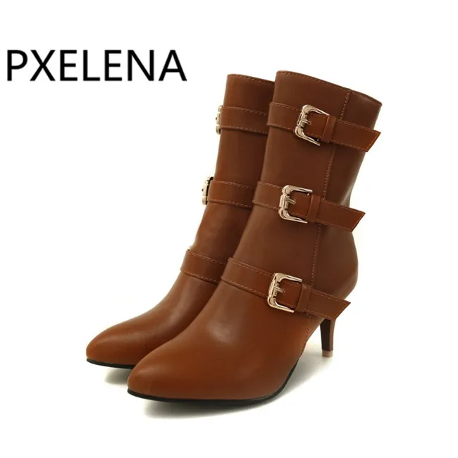 Пикантные женские ботинки PXELENA на тонком высоком каблуке модные офисные вечерние