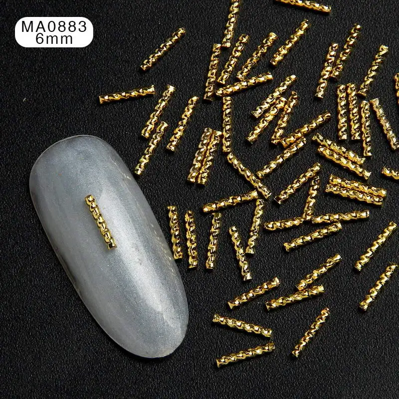 MA0883 100 шт. медная изогнутая палочка для ногтей с заклепками, блестки для ногтей, украшения для маникюра, 3D украшения для ногтей - Цвет: MA0883