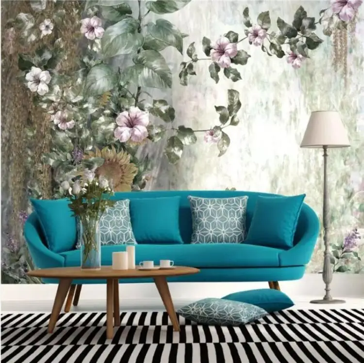 

Watercolor Flower Wall Murals 3D for Living Room Sofa TV Background HD Printed Wallpapers Mural Photo Wall Paper Rolls Custom