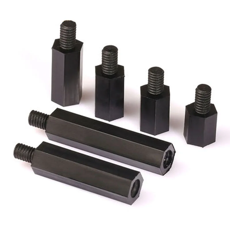 

10pcs M4 black Hexagonal nylon column Single head isolation columns Plastic support spacer 8mm-40mm Length