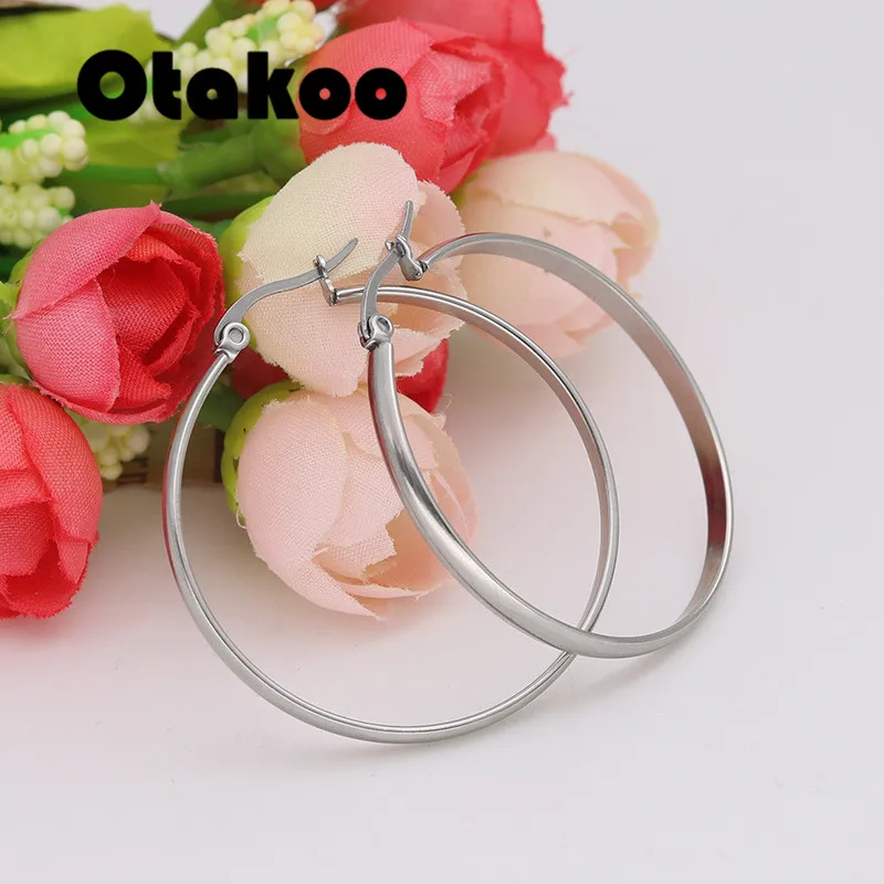 Otakoo Золотые серьги из нержавеющей стали 2018 женские маленькие или большие кольца