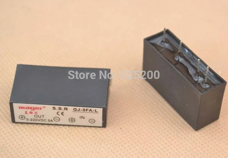

GJ-5FA-L DC-DC PCB SSR In 3-32VDC,Out 5-220V DC 5A твердотельное реле