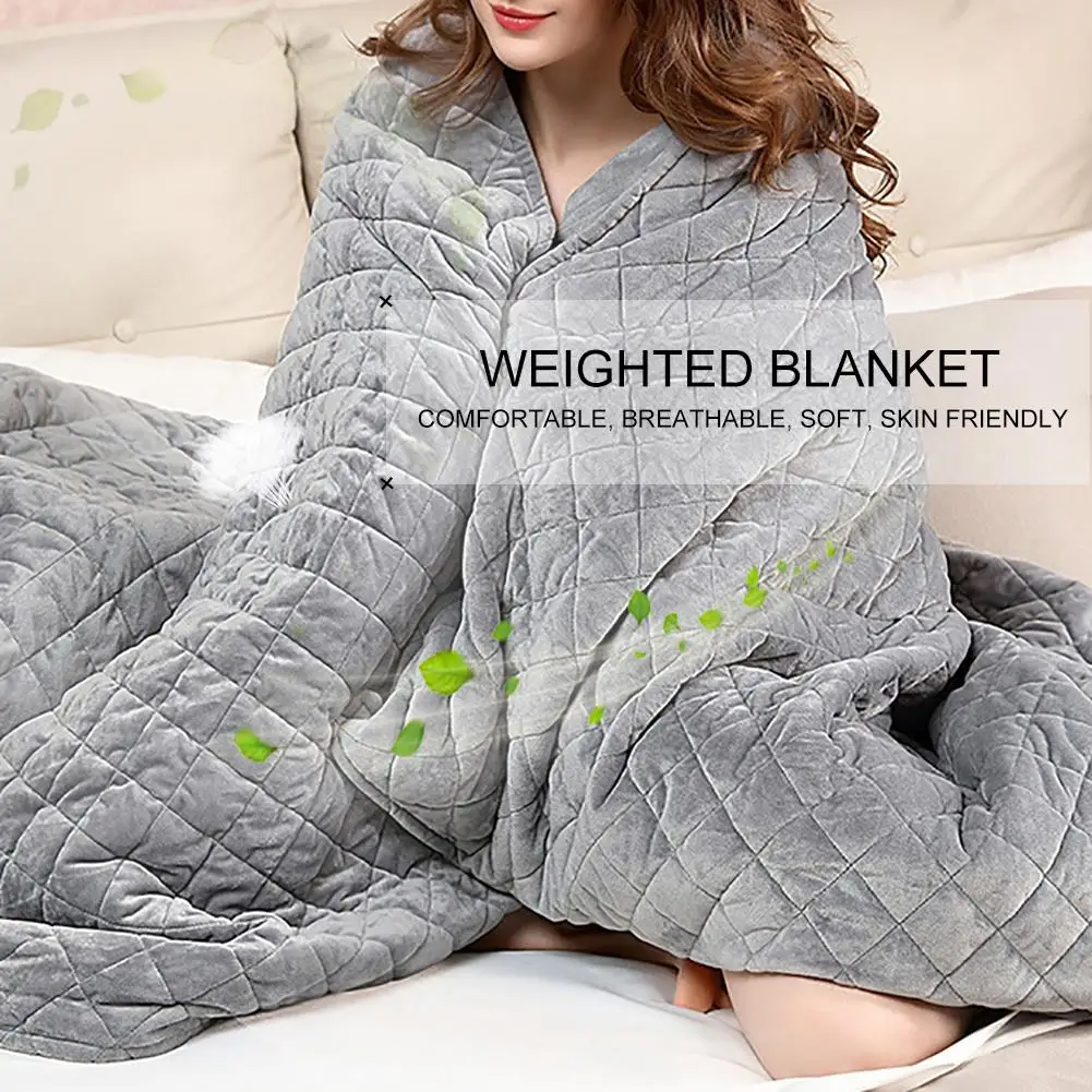 Polyester Adult Soft Gravity Weighted Blanket Decompression Quilt Sleep Aid Pressure Helper for Anxiety Insomnia Stress Gray
