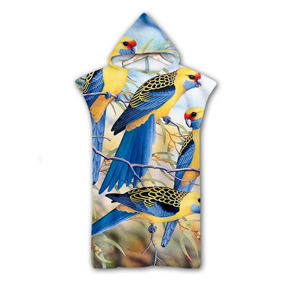 Полотенце с капюшоном и 3d цифровой печатью в виде попугая банное полотенце для