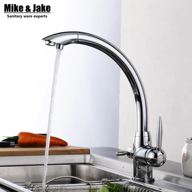 

Смеситель для кухни, кран из твердой латуни, хромированный, обратный тройной фильтр, для раковины