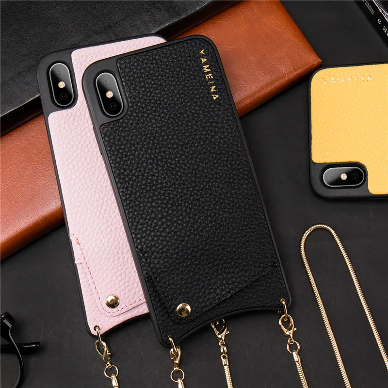 Wallet Bag Credit Cards Leather Phone Cover Crossbody with Pocket Strap Long Chain for iphone 7 XR XS MAX X 6S 6 8 plus case |