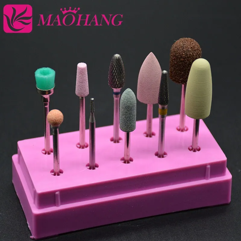 Фрезы для ногтей MAOHANG 10 шт./компл. твердосплавные фрезы 3/32 '' силиконовая фреза