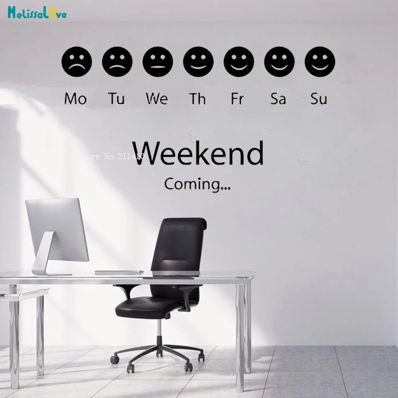 Офисная Настенная Наклейка с надписью One Week Mood забавная деловая декорация для