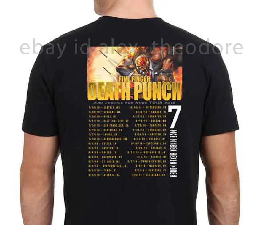 Новый Five Finger Death Punch Tour 2018 футболка Для мужчин черный Размеры: S XXL|Мужские футболки|