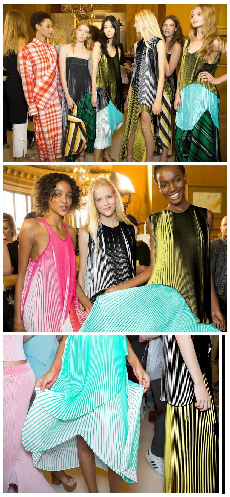 Низ с Плиссированное Платье из шифоновой ткани драпировка складок для подиума