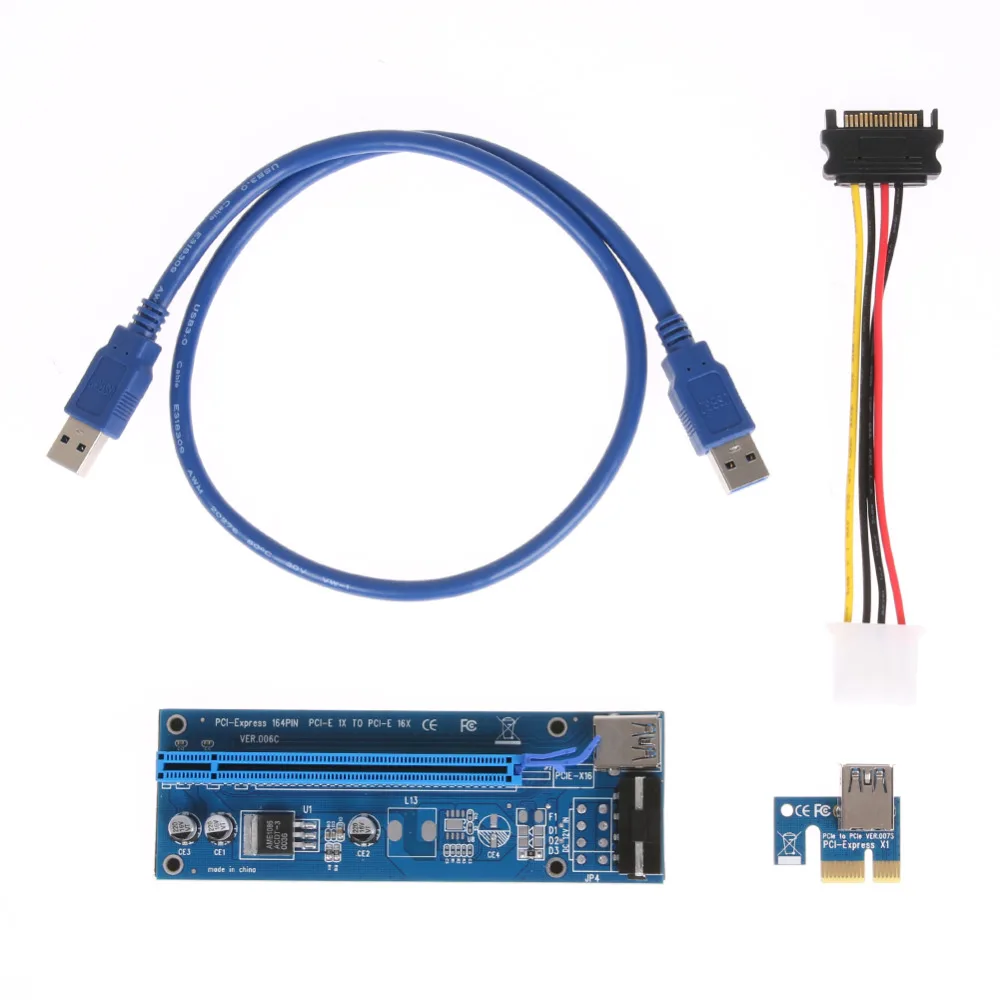 PCIe 1X 4x 8x 16x удлинитель USB 3 0 PCIE Riser Card Express адаптер SATA molex 15pin до 6pin 8pin кабель питания