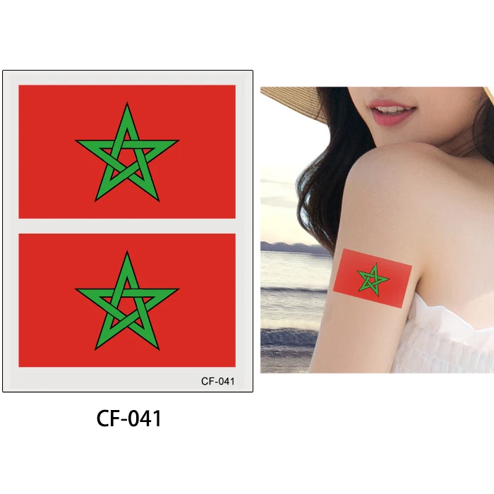 CF-041 Morocco Glaryyears 10 листов 6*8 см Кубок мира Национальный Баннер флеш тату «флаги» временные футбольные спортивные Funs смотреть игры тело стикер - Цвет: CF-041 Morocco