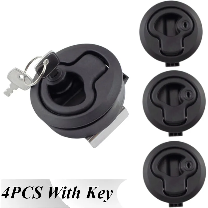 

Черная защелкивающаяся подъемная ручка, 4 шт., скрытая защелка крышки с ключом, морская фурнитура, аксессуары для яхты, бесплатная доставка