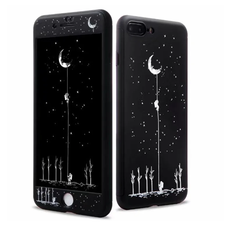 FTAIDKJ 360 Degree Protection Hard PC Case For iPhone 6 6S 7 8 Plus XR X XS Max Cartoon Animals Flamingo Planet Full Cover Coque |