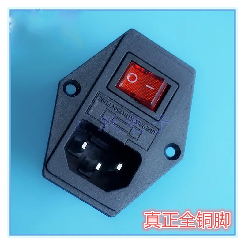 100 шт./лот выключатель питания переменного тока с лампой триадная Сетевая розетка