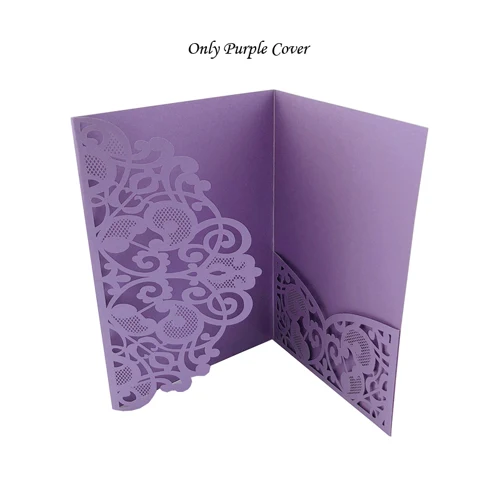 Only Purple Cover 100 шт европейские свадебные пригласительные открытки с лазерной огранкой элегантные трехслойные кружевные визитные открытки для ответа на приглашение свадебные сувениры вечерние украшения - Цвет: Only Purple Cover