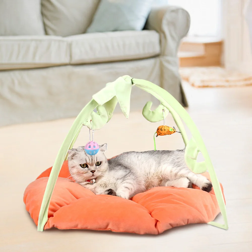 Кровать для питомца кота, Игровая палатка для кошек, игрушки для подвижной активности, игровая кровать для кошек, гнездо, коврик, одеяло для дома, 4 вида цветов, короткая плюшевая мебель, домик для кошек