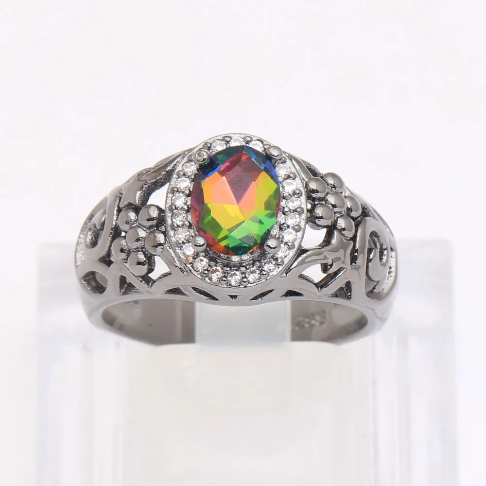 Винтажные кольца обещания с черным пистолетом цветочный дизайн Новая Модная