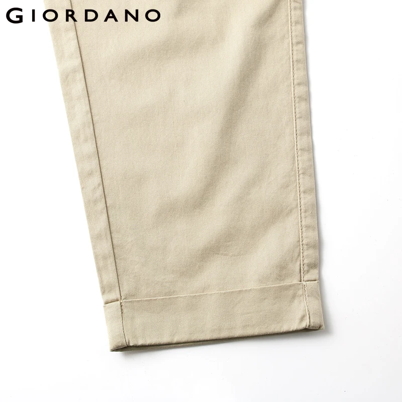 Giordano/женские брюки с эластичным поясом и откатными манжетами укороченные из 100%