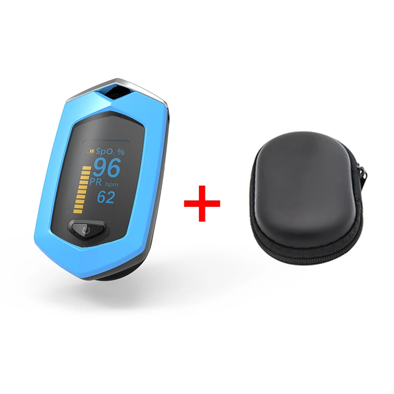 Blue with case BOXYM перезаряжаемый Пульсоксиметр для пальцев De Dedo кровяный кислородный пульсометр Spo2 Sports Pulsioximetro - Цвет: Blue with case