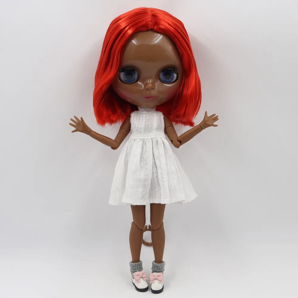 Ледяная кукла DBS Blyth супер черная кожа короткие красные волосы шарнир тела