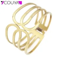 Fashion 316L Stainless Steel Cuff Bracelets and Bangles Silver Color Shiny Femininas Wide Big Bangles Hot Sale Bijoux For Women
