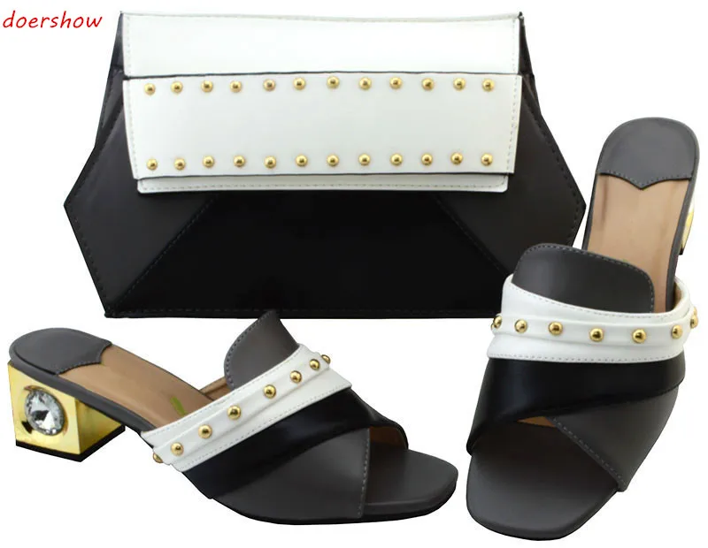 

2017 Hot Sale Fashion low Heels Shoes And Bag Set Summer Style Elegant Woman Shoes And Bag Set For Party doershow BCH1-69