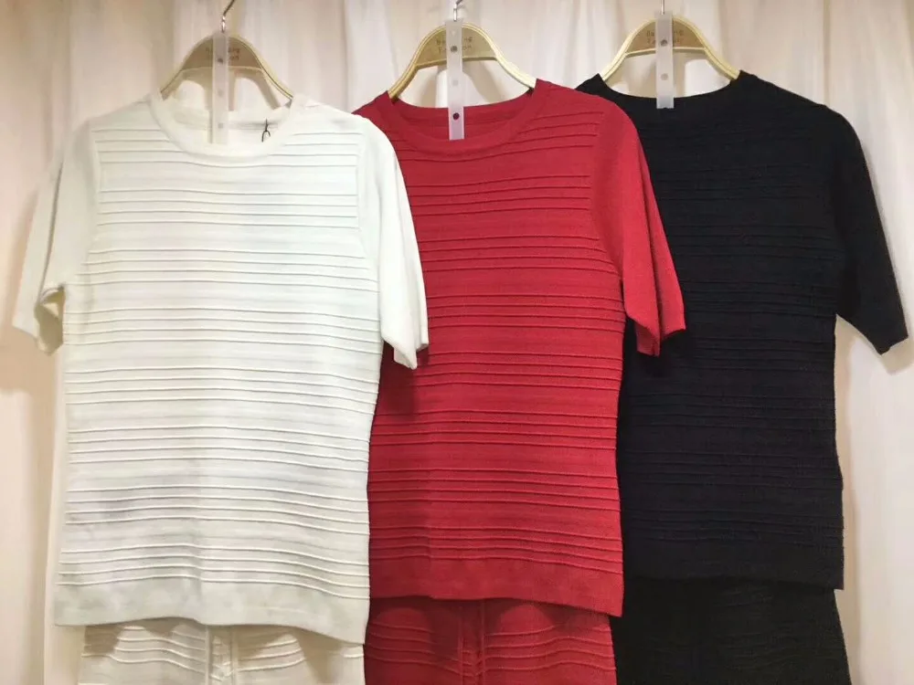 

2020 new fashion brand Knitted elastic Suit round neck silk Sweater + Mink Cashmere Trousers Leisure Two-pieces suits
