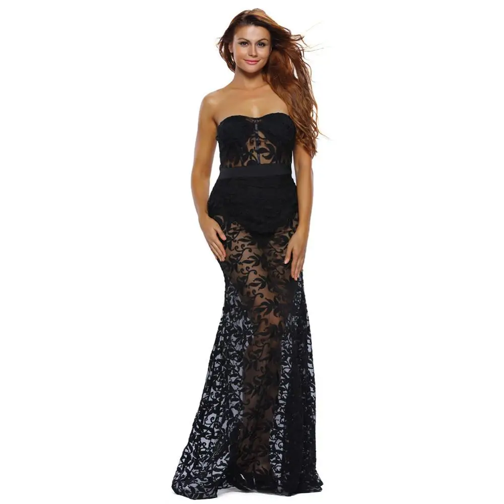 Vestido Де Феста Сексуальная Милая Русалка Этаж Длина Кружева Длинные Вечерние