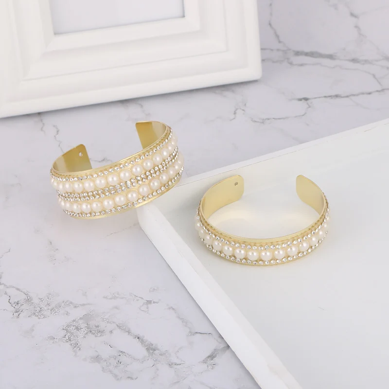 LEADERBEADS женские богемные золотистые браслеты-манжеты с кристаллами модные