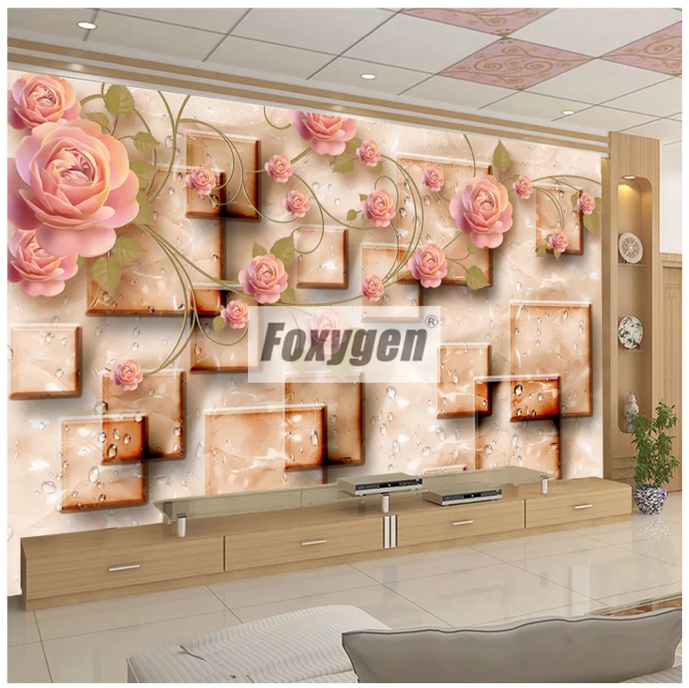 Пользовательские NON WOVEN обои росписи с видами красивых 3D цветов животных Лес