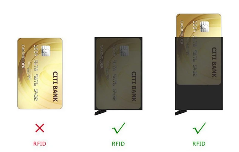 Под крокодиловую кожу мужские алюминиевый кошелёк ID Держатель карты RFID Блокировка Мини Волшебные кошельки Автоматическая Кредитная карта кошельки