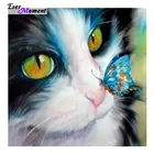 Вышивка, алмазная вышивка, алмазная живопись, вышивка крестиком, милая кошка стразы, наклейка на стену для дома, подарок ASF280