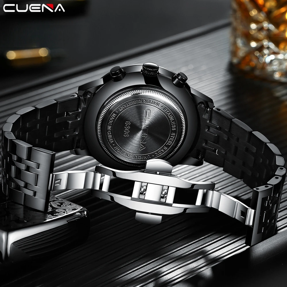 

Luxury Watches For Man Fashion Sport Stainless Steel Wrist Watch Chronograph Quartz Clock Horloge Waterdicht Heren With Calendar