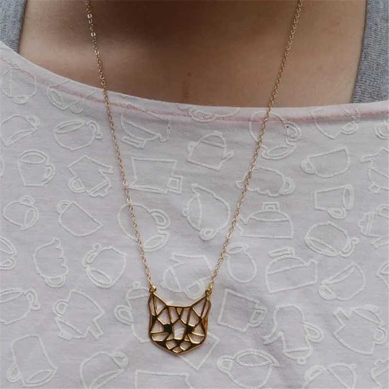 30 шт./лот 2017 новые моды Оригами Cat Уход за кожей лица Цепочки и ожерелья контур