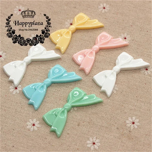mix colors 10pcs 10 шт. заколки для волос бант с плоской задней частью Кабошон Шарм DIY волос бант центр украшения, 25*46 мм - Цвет: mix colors 10pcs