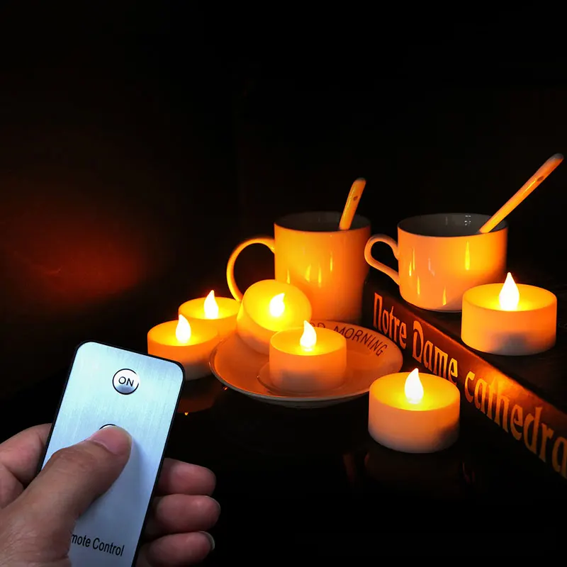 

AAA battery operated Fake Candles Remote,12 Pieces Remote Control Amber Flickering Battery Candles,Battery not included