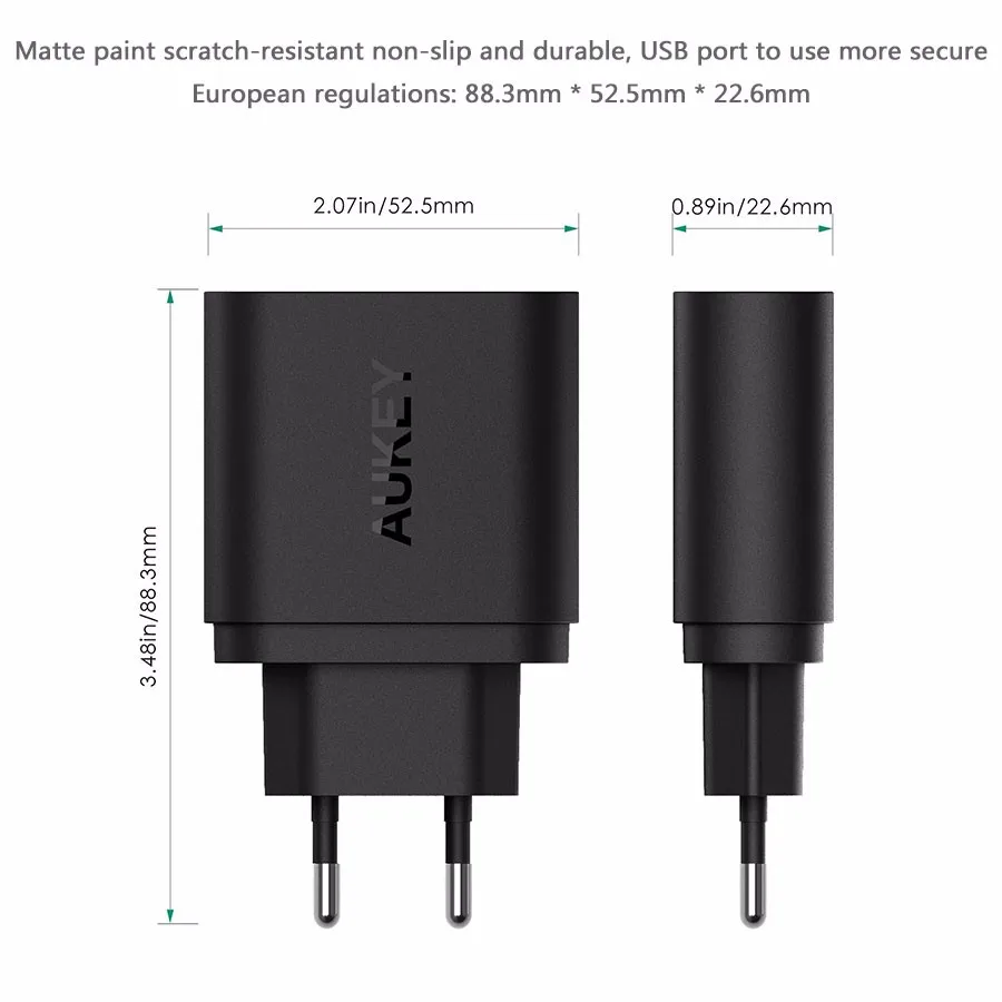 AUKEY Quick Charge 3 0 USB Wall Зарядное устройство ЕС США Plug Qualcomm QC3.0 Авто Путешествия для samsung