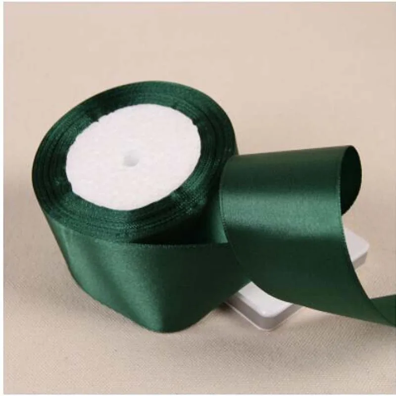 Темно-зеленая шелковая атласная лента 25 ярдов украшение для свадебной вечеринки