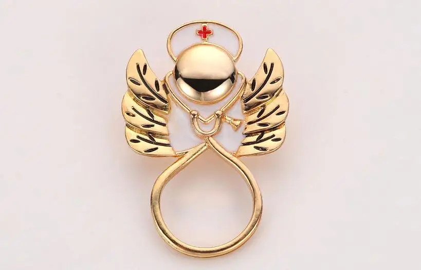 Золотой цвет New High Quality Brooches Doctor Nurse Stethoscope Brooch Medical Jewelry Gold Silver Color Badge Pins Women Jewelry Acessorios - Окраска металла: Золотой цвет