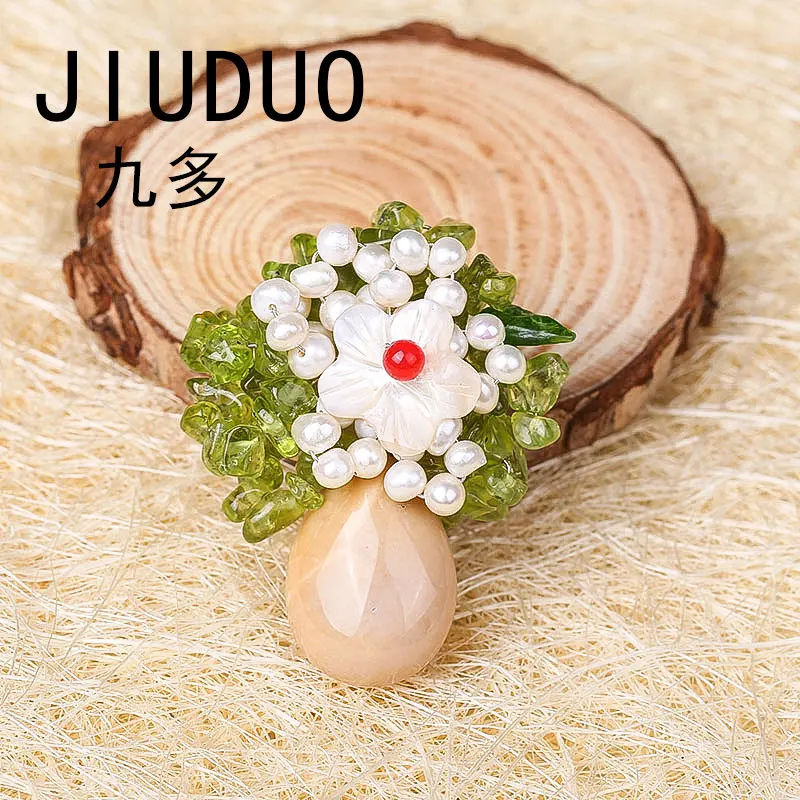 JIUDUO брошь кулон и 100% натуральный Нефритовый Цветок для женщин роскошный золотой