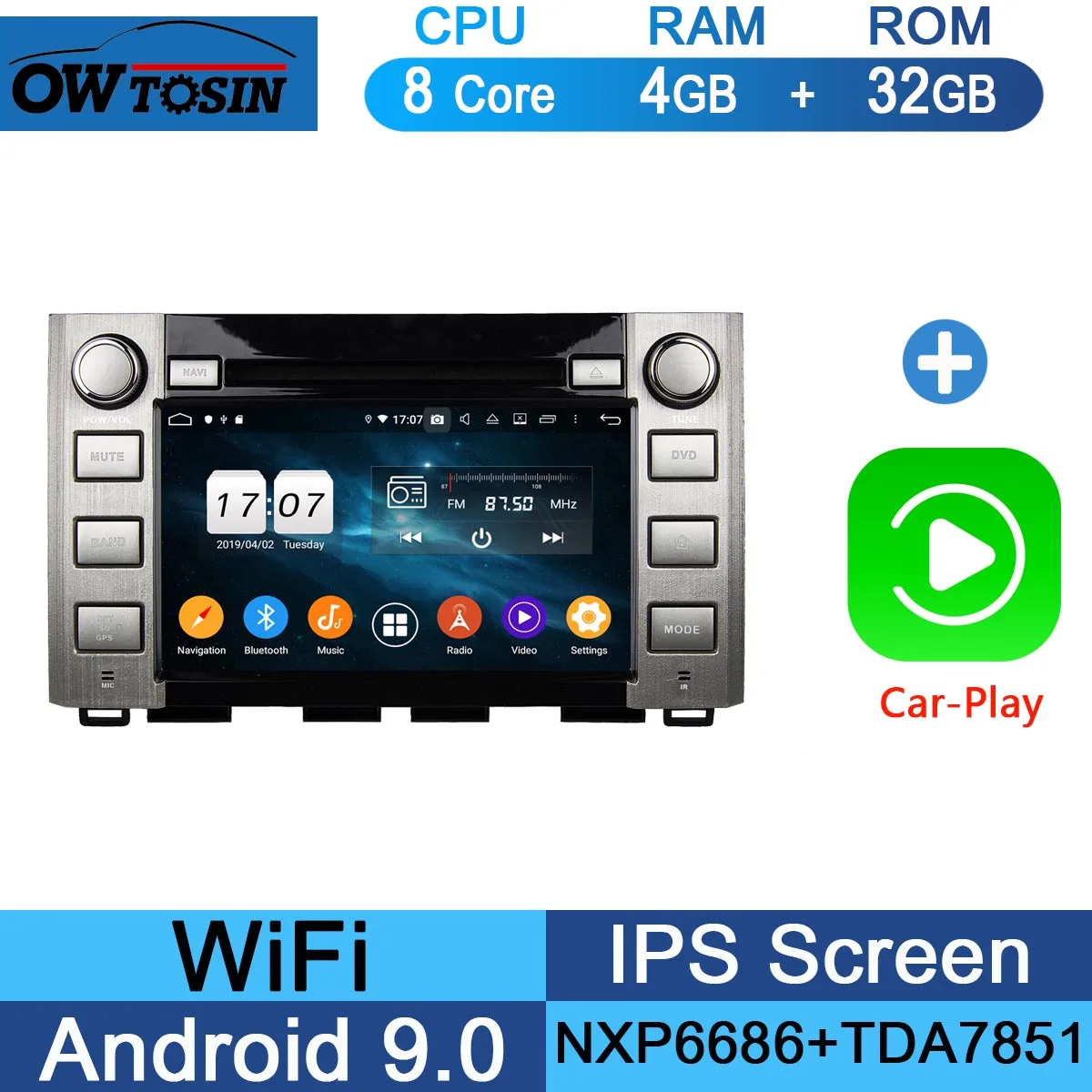 32G CarPlay Android " ips 1920*1080 8 Core 4G ram+ 64G rom Android 9,0 автомобильный dvd-плеер для Toyota Sequoia Tundra DSP радио gps Parrot BT - Цвет: 32G CarPlay Android