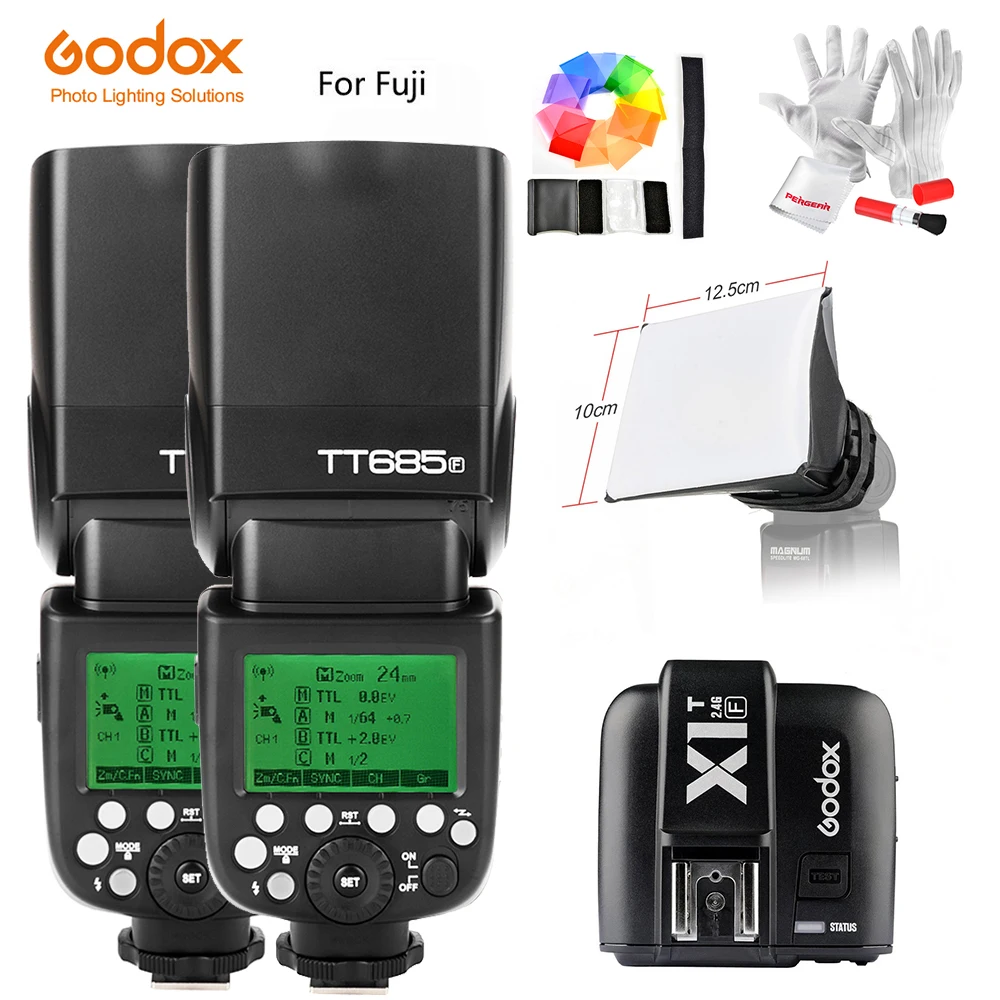 

Godox TT685F 2.4G HSS 1/8000S TTL GN60 Flash Speedlite / X1T-F Wireless Trigger Transmitter Kit for Fuji X-Pro2/X-T20/X-T1/X-T2